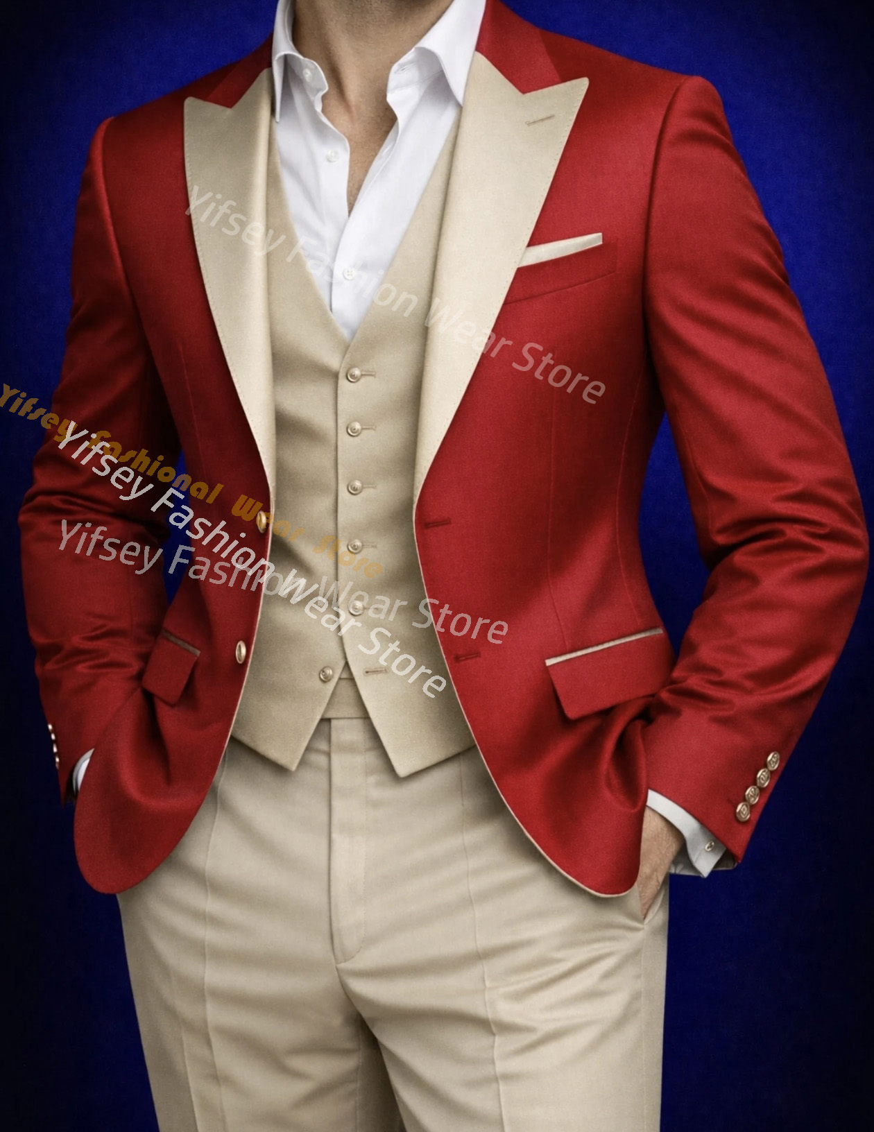 Red Full Men Suit Set Wedding  - Men'S Grooming Brands ulasan dan harga