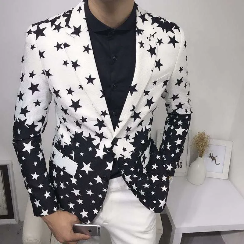 Star Print Slim Fit Blazers 20 - Men'S Grooming Brands ulasan dan harga
