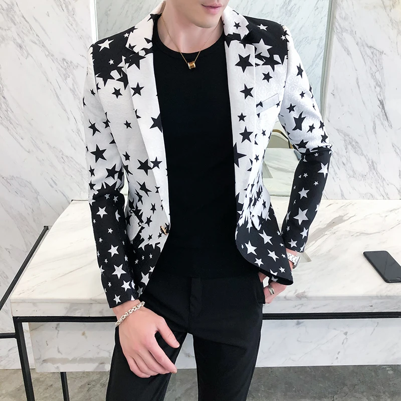 Star Print Slim Fit Blazers 20 - Men'S Grooming Brands ulasan dan harga
