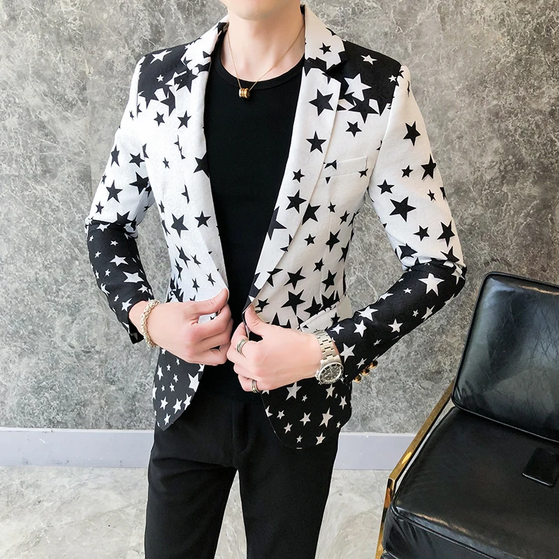 Star Print Slim Fit Blazers 20 - Men'S Grooming Brands ulasan dan harga
