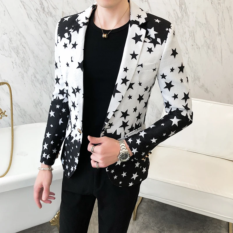Star Print Slim Fit Blazers 20 - Men'S Grooming Brands ulasan dan harga