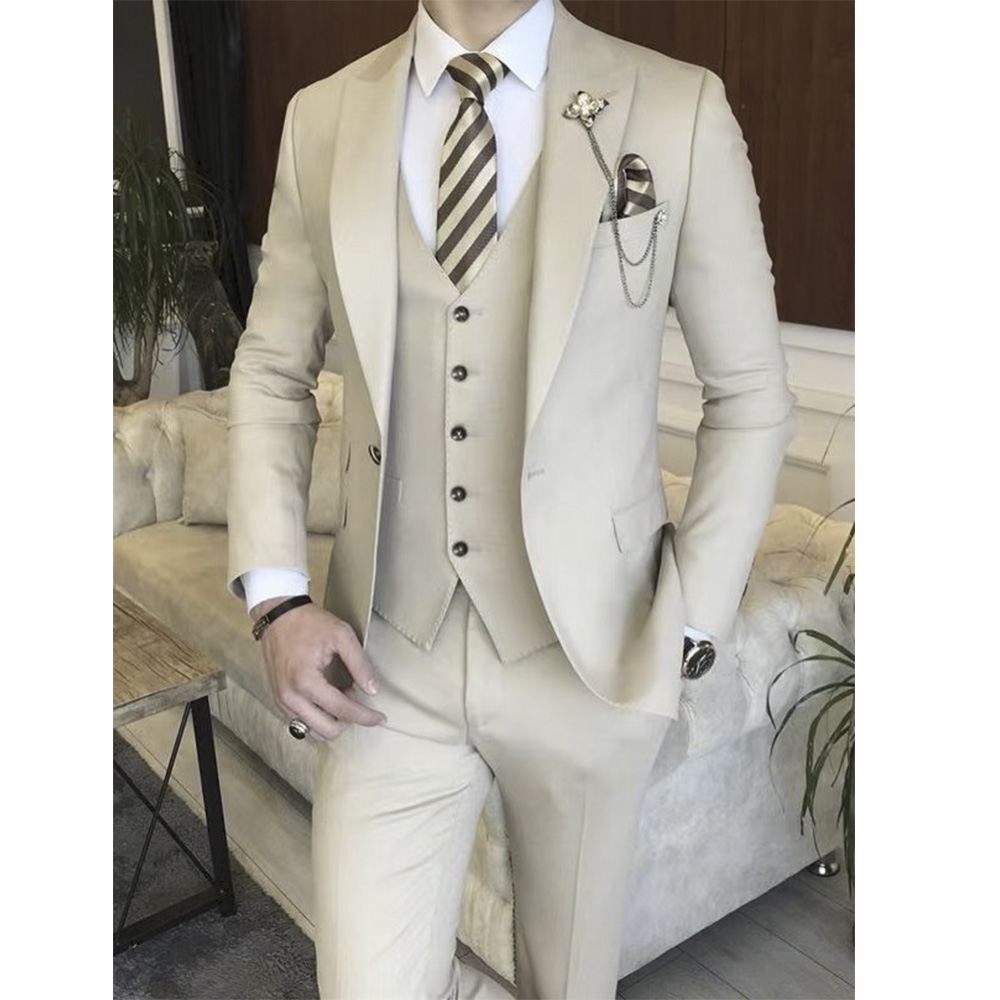 Beige Full Men Suit Set Weddin - Men'S Grooming Brands ulasan dan harga